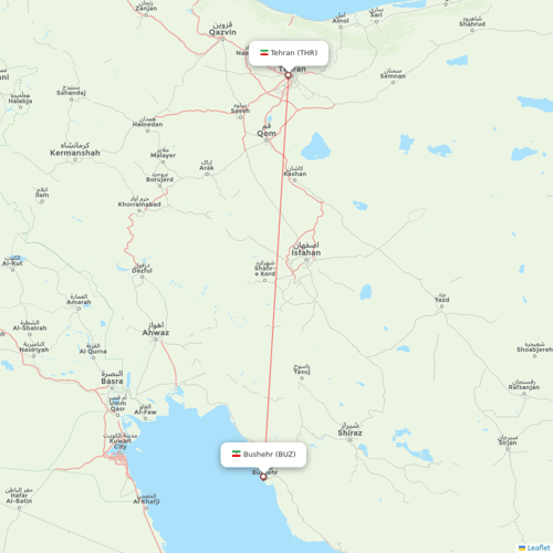 Qeshm Air flights between Bushehr and Tehran