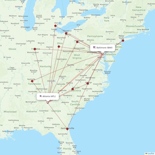 Delta Air Lines flights between Baltimore and Atlanta