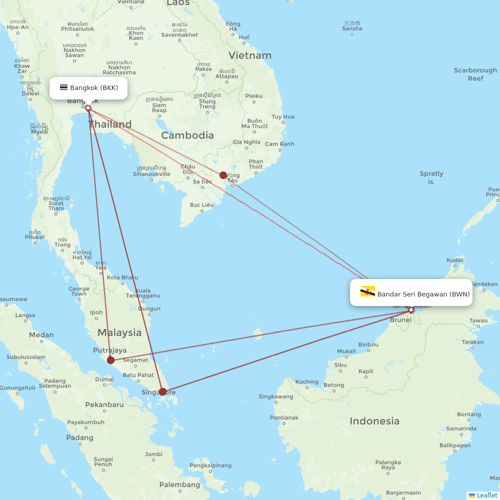 Royal Brunei Airlines flights between Bandar Seri Begawan and Bangkok