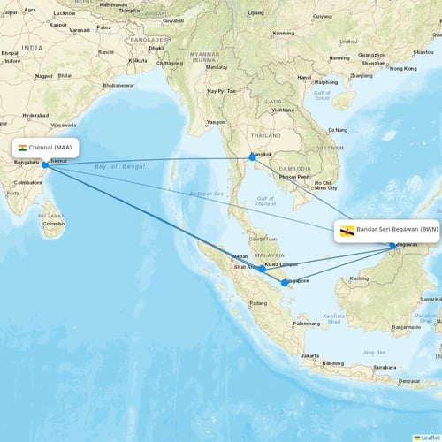 Royal Brunei Airlines flights between Bandar Seri Begawan and Chennai