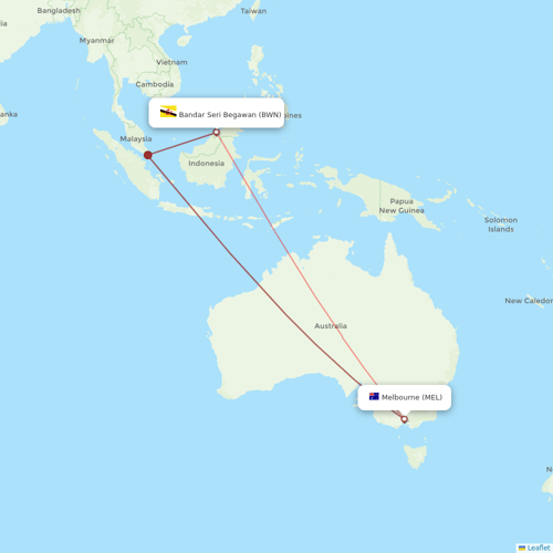 Royal Brunei Airlines flights between Bandar Seri Begawan and Melbourne