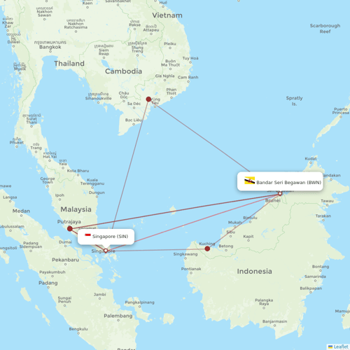 Royal Brunei Airlines flights between Bandar Seri Begawan and Singapore