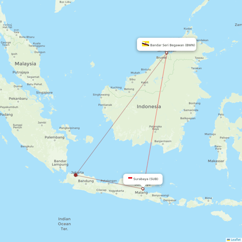 Royal Brunei Airlines flights between Bandar Seri Begawan and Surabaya