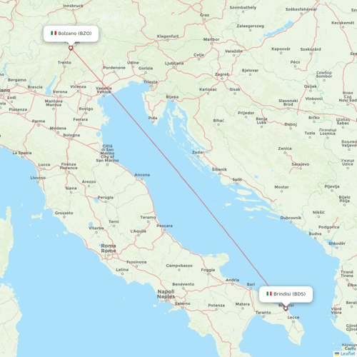 Sky Alps flights between Bolzano and Brindisi