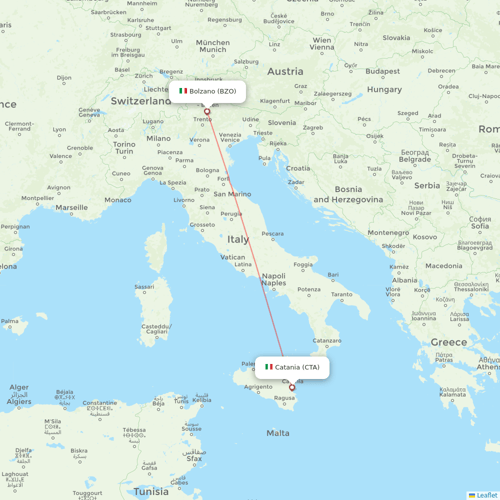Bukovyna Airlines flights between Bolzano and Catania