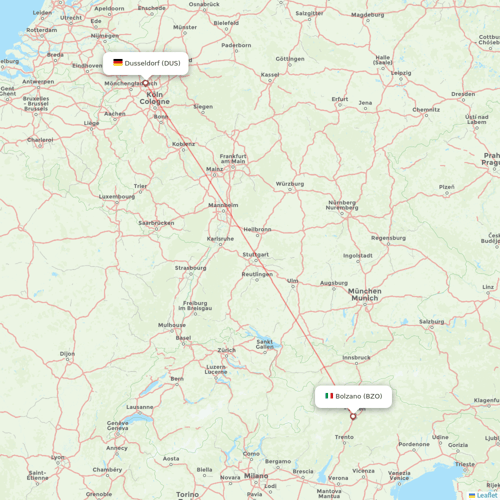 Bukovyna Airlines flights between Bolzano and Dusseldorf