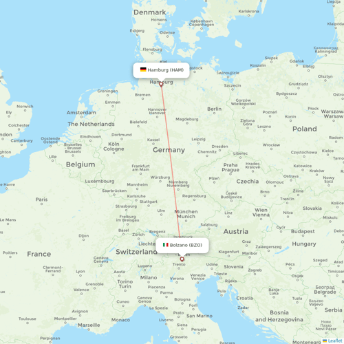 Bukovyna Airlines flights between Bolzano and Hamburg