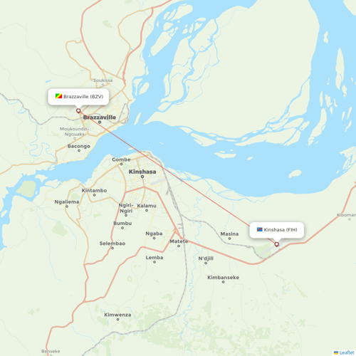 ASKY Airlines flights between Brazzaville and Kinshasa