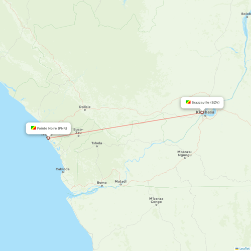 Trans Air Congo flights between Brazzaville and Pointe Noire