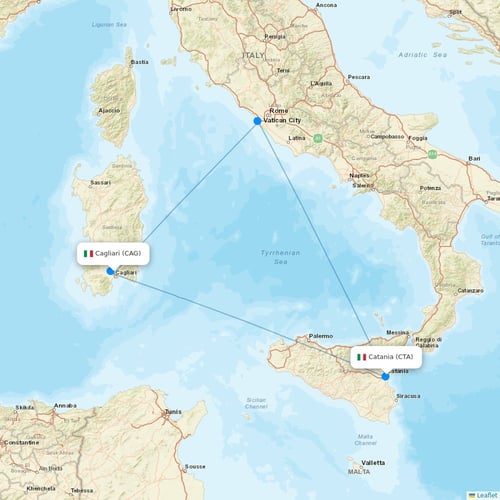 AeroItalia flights between Cagliari and Catania