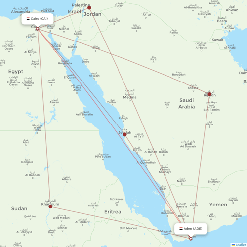 Yemenia flights between Cairo and Aden