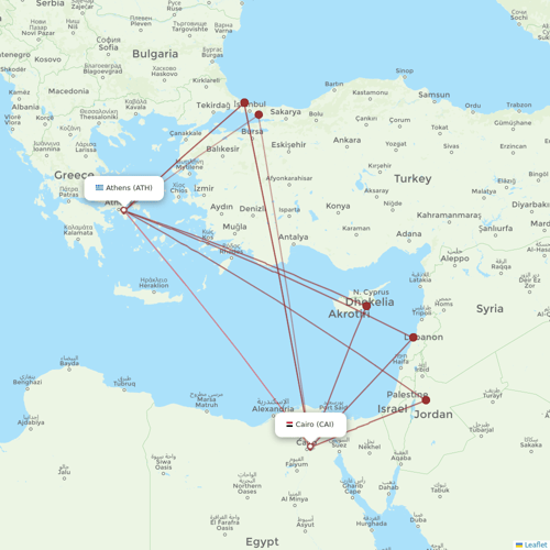 EgyptAir flights between Cairo and Athens