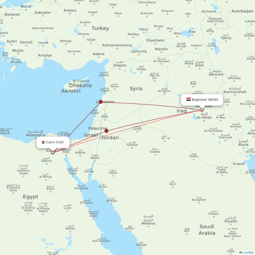 Iraqi Airways flights between Cairo and Baghdad