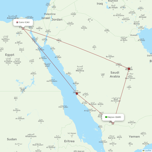 Nile Air flights between Cairo and Nejran