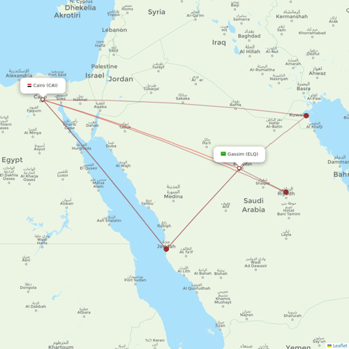 Nile Air flights between Cairo and Gassim