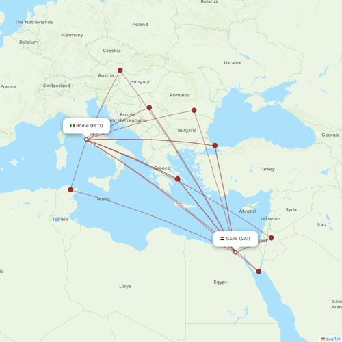 EgyptAir flights between Cairo and Rome