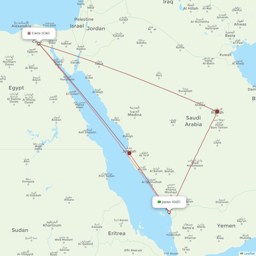 Nile Air flights between Cairo and Jazan