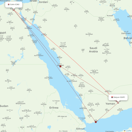 Yemenia flights between Cairo and Seiyun