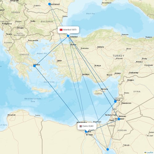 EgyptAir flights between Cairo and Istanbul