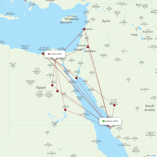 EgyptAir flights between Cairo and Jeddah