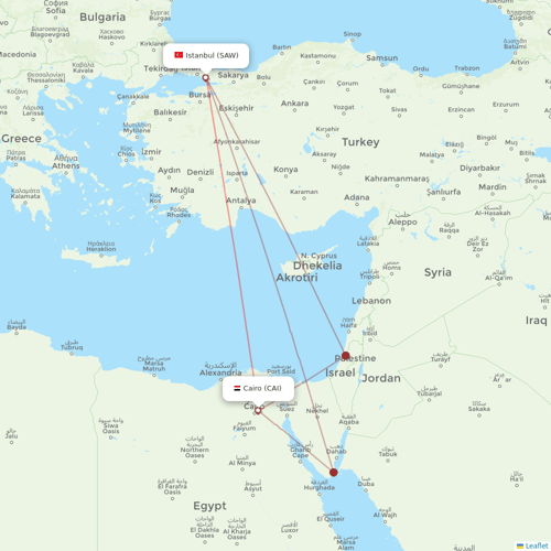 Nile Air flights between Cairo and Istanbul