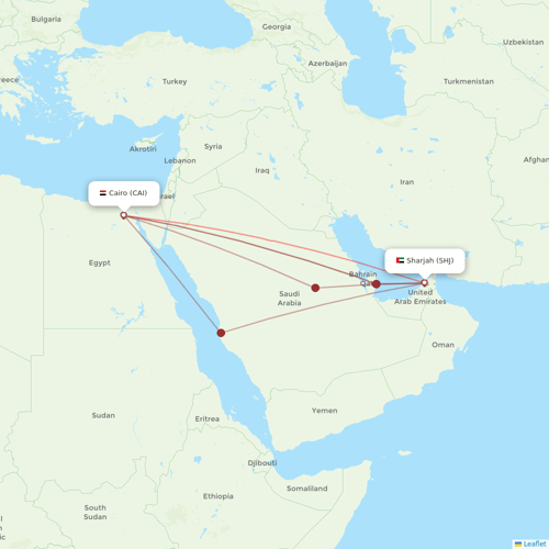 Nile Air flights between Cairo and Sharjah