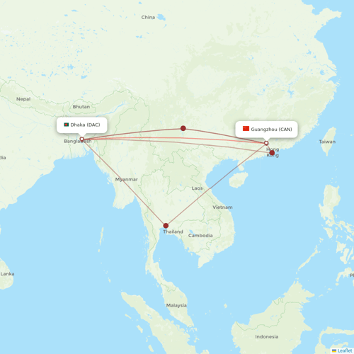 Biman Bangladesh Airlines flights between Guangzhou and Dhaka