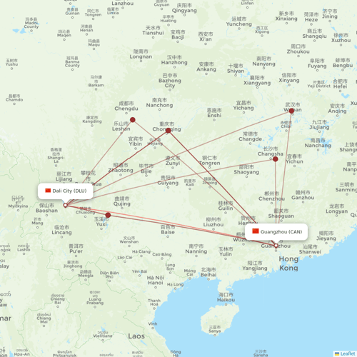 Chongqing Airlines flights between Guangzhou and Dali City