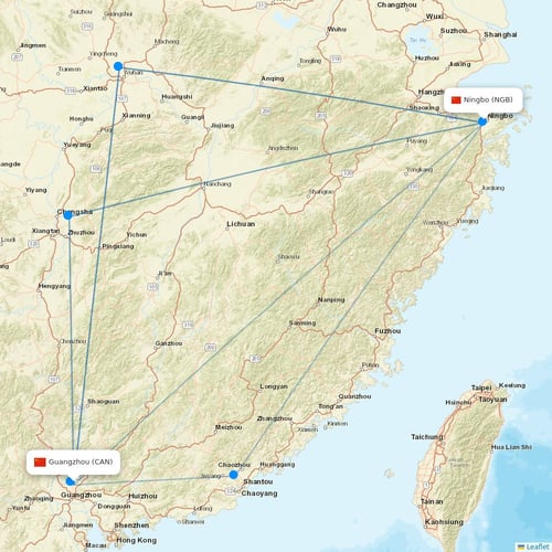 Chongqing Airlines flights between Guangzhou and Ningbo