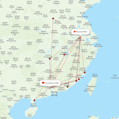 Shenzhen Airlines flights between Guangzhou and Nanjing