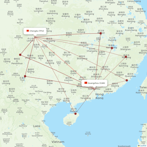 9 Air Co flights between Guangzhou and Chengdu