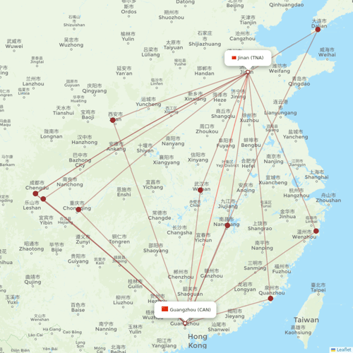 Shenzhen Airlines flights between Guangzhou and Jinan