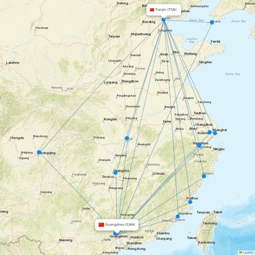 Okay Airways flights between Guangzhou and Tianjin