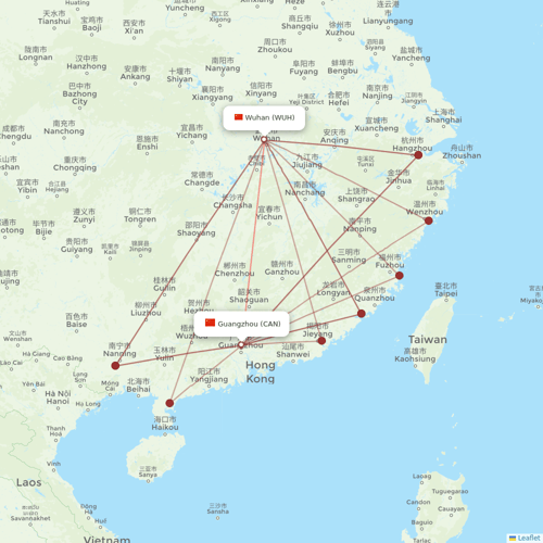 9 Air Co flights between Guangzhou and Wuhan