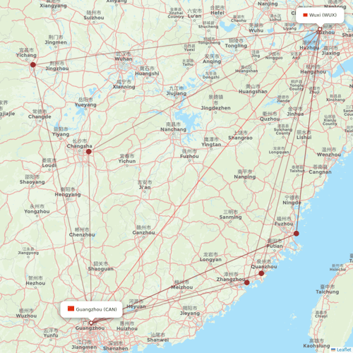 Shenzhen Airlines flights between Guangzhou and Wuxi