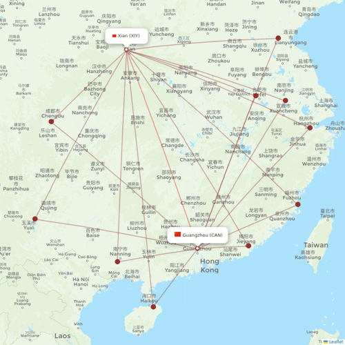 China Southern Airlines flights between Guangzhou and Xian
