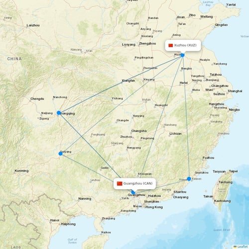Loong Air flights between Guangzhou and Xuzhou