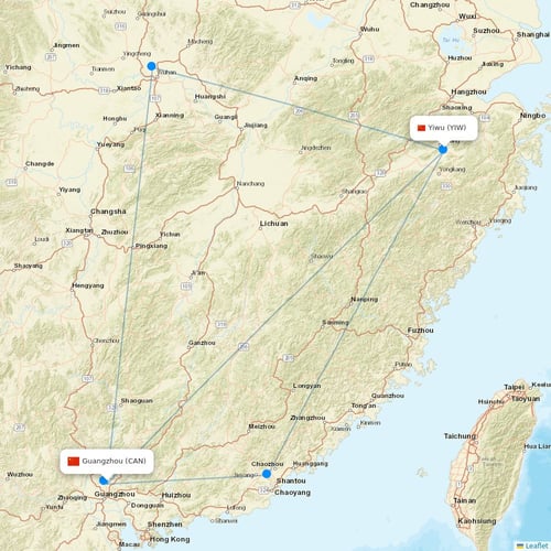 China Southern Airlines flights between Guangzhou and Yiwu