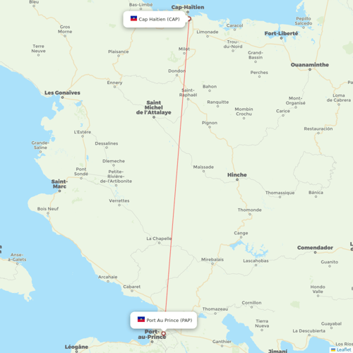 Sunrise Airways flights between Cap Haitien and Port-au-Prince