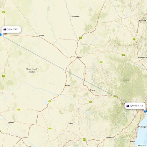 FlyPelican flights between Cobar and Sydney