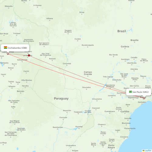 BoA flights between Cochabamba and Sao Paulo