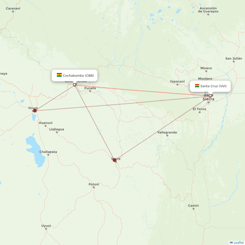 Linea Aerea Eco flights between Cochabamba and Santa Cruz