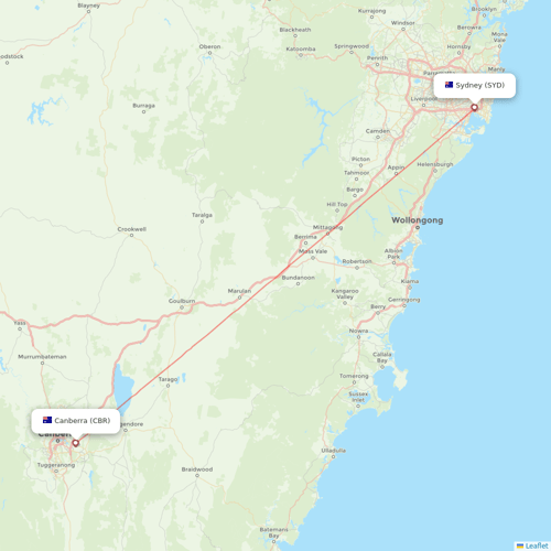 Qantas flights between Canberra and Sydney