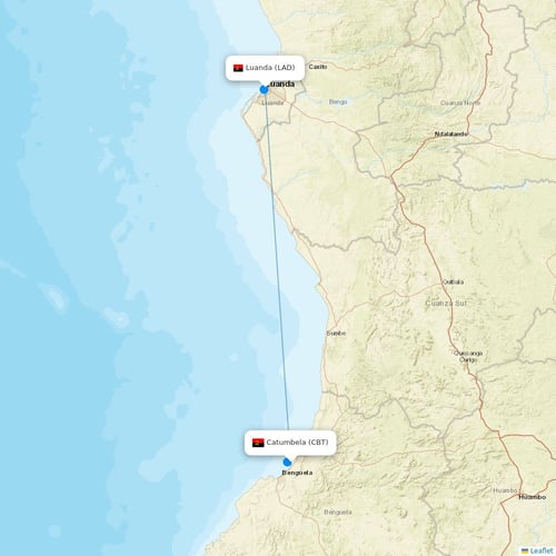 TAAG flights between Catumbela and Luanda