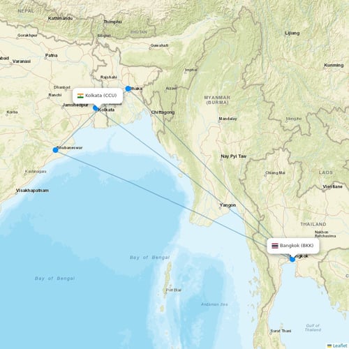 Bhutan Airlines flights between Kolkata and Bangkok