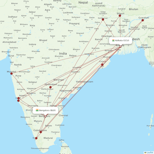 IndiGo flights between Kolkata and Bengaluru