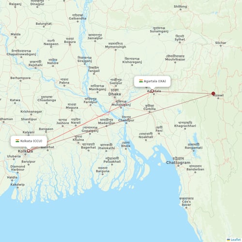 IndiGo flights between Kolkata and Agartala