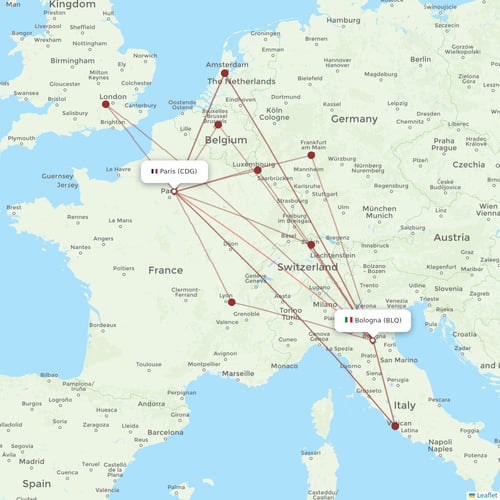 Air France flights between Paris and Bologna