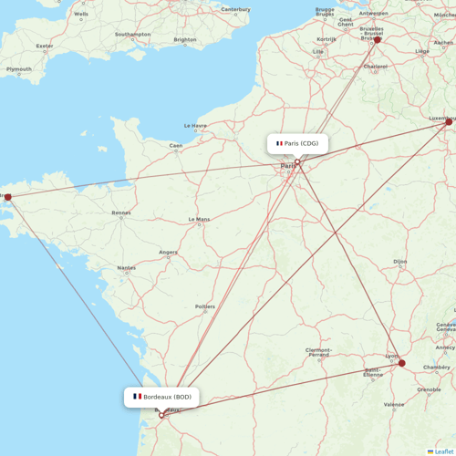 Air France flights between Paris and Bordeaux