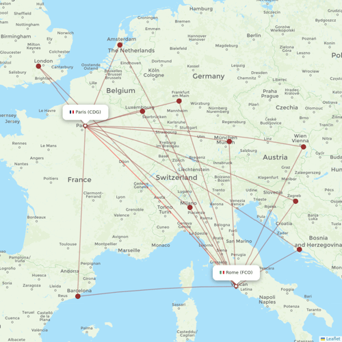 Air France flights between Paris and Rome